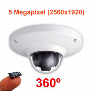 Cámara IP 5Mp antivandálica con lente ojo de pez 360º y grabación 