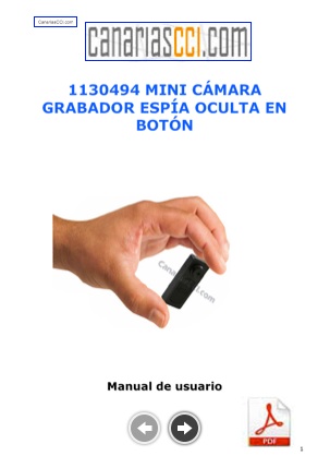 1130494 Manual cámara botón espía con grabador en tarjeta micro SD 16 Gb