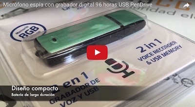 Vídeo: Micrófono espía con grabador digital 96 horas USB PenDrive