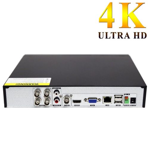 Grabador 4K Ultra HD H265+ para 4 cámaras cableadas y 2 cámaras IP parte trasera