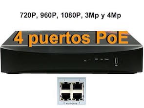 1132520 Grabador IP PoE 4 megapixeles para 4 cámaras IP
