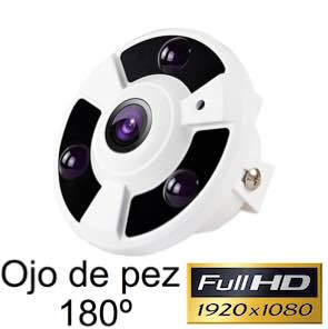 Cámara de vigilancia CCTV Full-HD ojo de pez 180º con visión nocturna 20 m 1134334