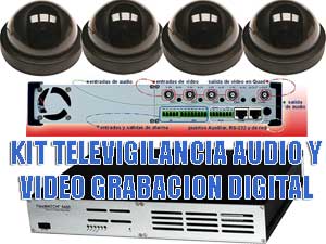 KIT TELEVIGILANCIA AUDIO Y VIDEO CON GRABACION DIGITAL 24 h