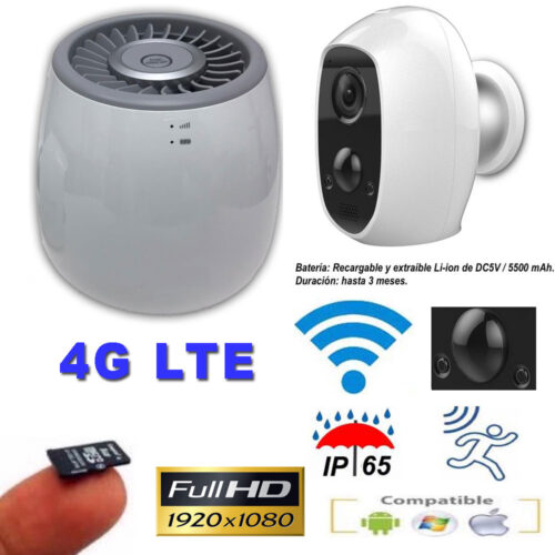 Kit Router 4G LTE y cámara IP 1080P ext&int con batería recargable y detección de movimiento