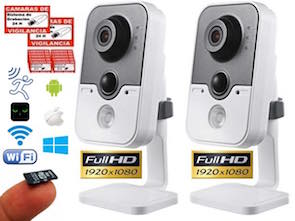 1220362 Kit 2 cámaras IP WiFi Full-HD 1080P con Leds infrarrojos, sensor PIR y grabación en microSD