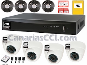 1220601 Kit videovigilancia HD 720P con grabación digital y 4 cámaras