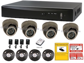 1220629 Kit de videovigilancia grabador digital y 4 cámaras int&ext 1000 TVL