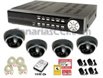 Kit completo de videovigilancia para interior con 4 cámaras domo y grabador digital H.264 960 