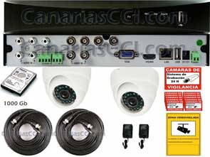 Kit de videovigilancia con grabación digital y sistema de alarma 2 cámaras