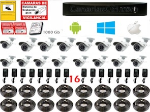 1220805 Kit completo de videovigilancia 16 cámaras y grabación digital 960H exterior