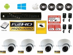 Kit completo videovigilancia Full-HD-TVI 4 cámaras interior