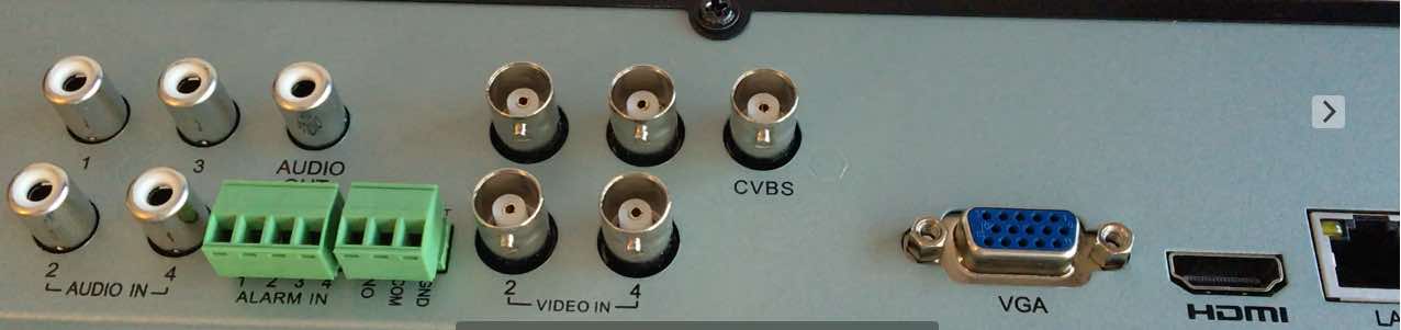 DVR 4C 1080P parte trasesra DVR parte trasesra