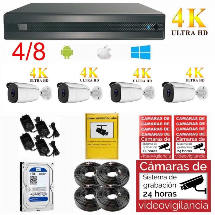 Kit videovigilancia 4K UHD para exterior, ampliable