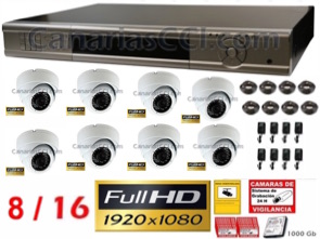 1221302 Kit videovigilancia 1080P Full-HD TVI 8 cámaras ampliable hasta 16 