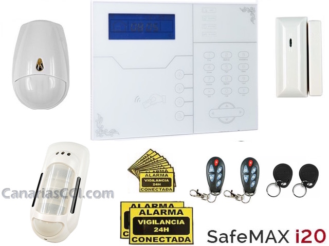Kit alarma interior y perimetral GSM y LAN Safemax i20