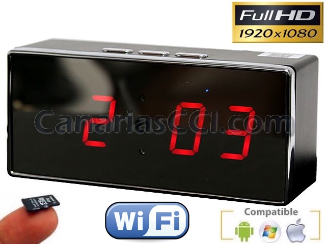 misil Trampas Agnes Gray Cámara espía reloj despertador IP Wifi 1080P con visión nocturna y  grabación en tarjeta SD