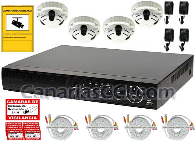 Kit espía 4 cámaras espía y grabador H.264 1000 GB videovigilancia por